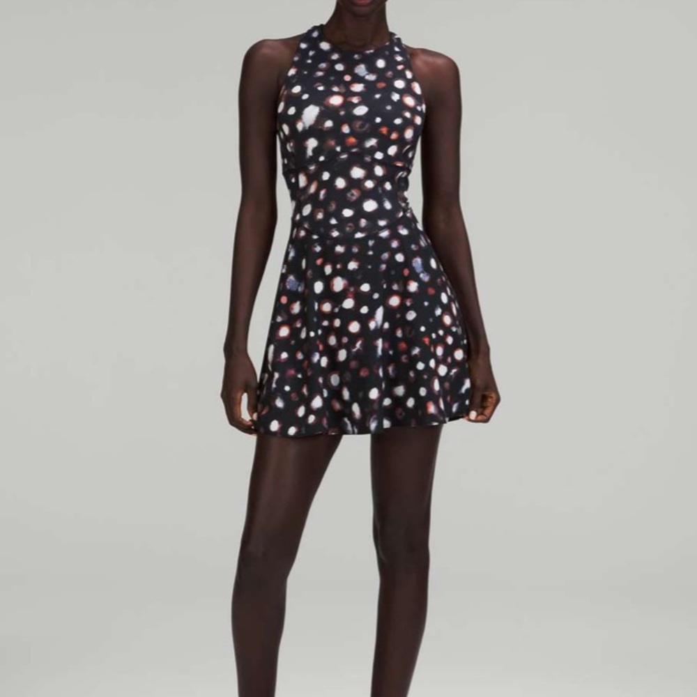 Lululemon Court Crush Tennis Dress Haze Dot Inverse‎ Orange Multi Size 4
